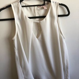 F21 White Keyhole Blouse